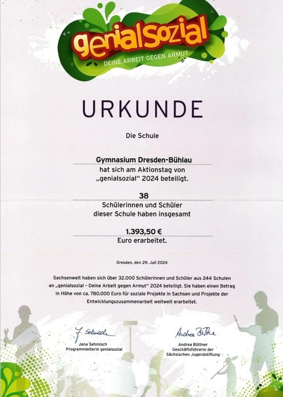 GenialSozial Urkunde