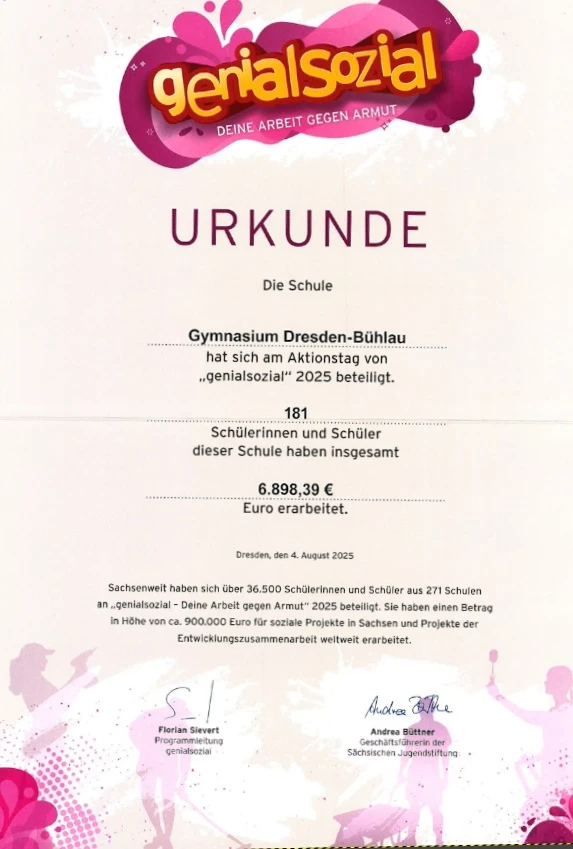 Urkunde genialSozial